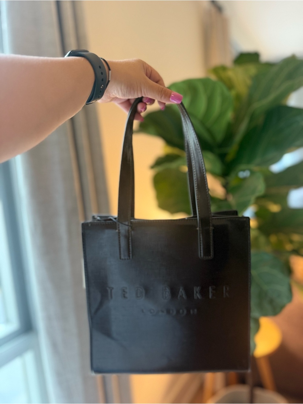 Ted Baker London The Icon Small Tote Embossed In Dark Brown